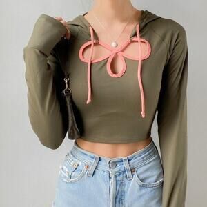 Free People Movement Hoodie Cropped Top Long Sleeve Athleisure Outdoors Spring M